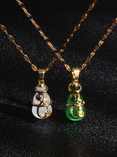 Copper  Glass Stone Irregular Trend Gourd Pendant Necklace
