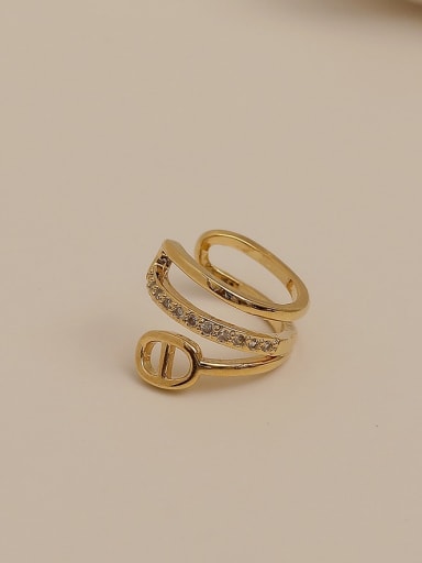 Brass Cubic Zirconia Geometric Vintage Clip Trend Korean Fashion Earring (single)