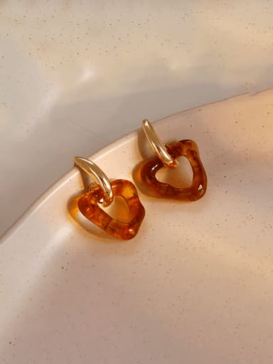 Brass Resin Geometric Minimalist Drop Earring