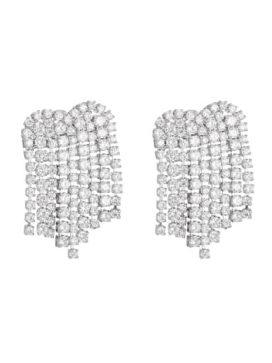 Option 1 (with the same ring) Brass Cubic Zirconia Tassel Luxury Drop Earring