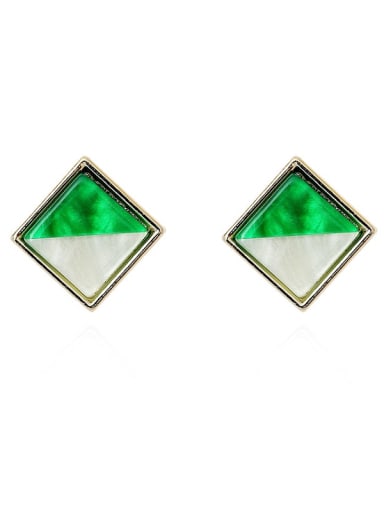 green Copper Acrylic Geometric Minimalist Stud Trend Korean Fashion Earring