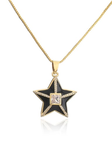 20907 Brass Rhinestone Enamel Star Ethnic Five-pointed star Pedant Necklace