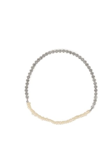 Style 1 steel Brass Imitation Pearl Geometric Minimalist Link Bracelet