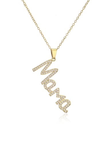 21716 Brass Cubic Zirconia Letter Dainty Pendant Necklace