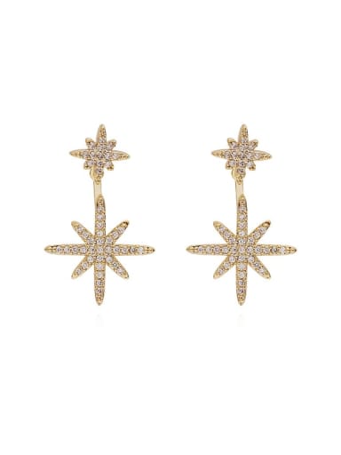 Copper Cubic Zirconia Star Minimalist Stud Trend Korean Fashion Earring