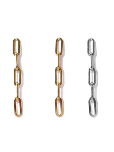 Brass Hollow Geometric  Chain Minimalist Drop Earring