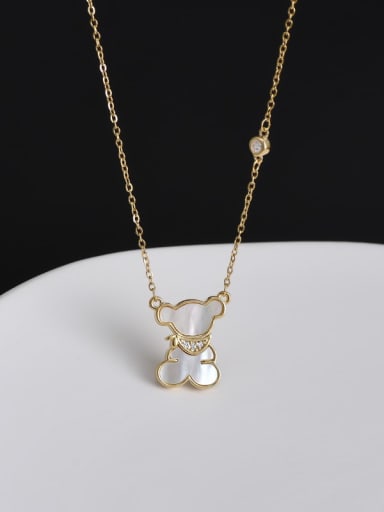 Gold Xl63306 Brass Shell Bear Dainty Necklace