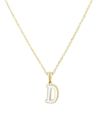 D Steinless steel shell minimalist 26 letter Pendant Necklace