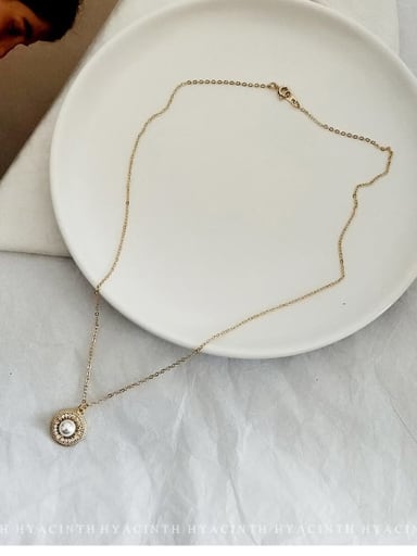 Gold with Pearl Zinc Alloy Imitation Pearl White Number Trend Number Trend Korean Fashion Necklace