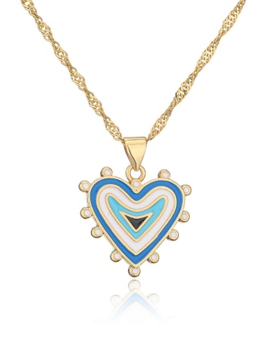 22111 Brass Enamel Geometric Hip Hop Heart Pendant Necklace