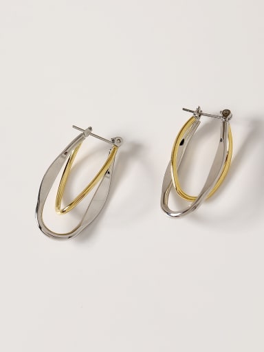 Brass Smooth Geometric Minimalist Drop Trend Korean Fashion Earring