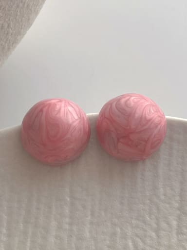 Pink Dropping Oil Earrings Brass Enamel Round Trend Stud Earring