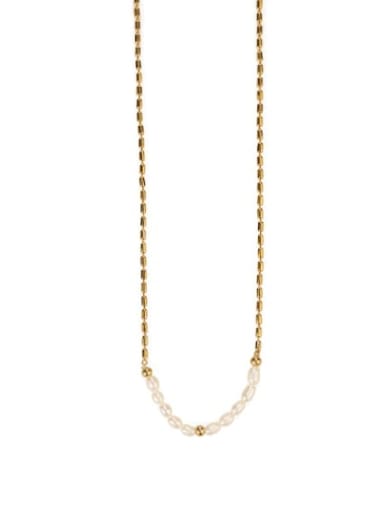 Brass Freshwater Pearl Irregular chain Minimalist Necklace