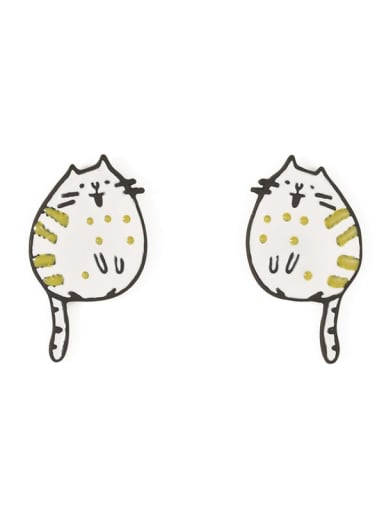 Alloy Enamel Cat Cute Stud Earring