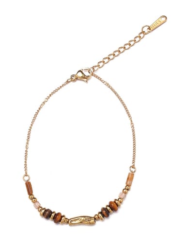 Copper bead retro necklace Titanium Steel Geometric Minimalist Necklace