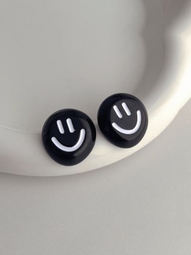 Brass Resin Enamel Smiley Hip Hop Stud Earring