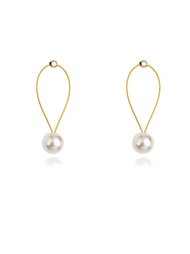Copper Imitation Pearl Hollow Geometric Minimalist Drop Trend Korean Fashion Earring
