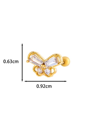 1 Golden Yellow Stainless steel Cubic Zirconia Heart Trend Single Earring