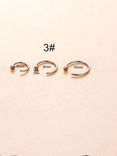 029 3 Nail style Stainless steel Geometric Hip Hop Nose Rings