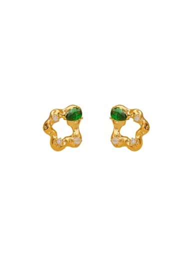 Brass Cubic Zirconia Irregular Geometric Trend Stud Earring