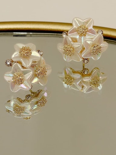 Copper Shell Geometric Dainty Stud Trend Korean Fashion Earring