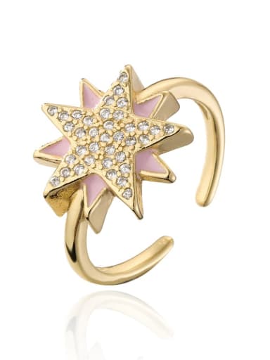 12198 Brass Cubic Zirconia Star Vintage Band Ring