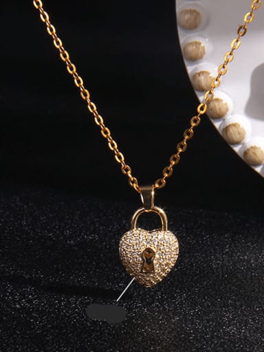 Copper Cubic Zirconia Cross Trend Heart Flower Pendant Necklace