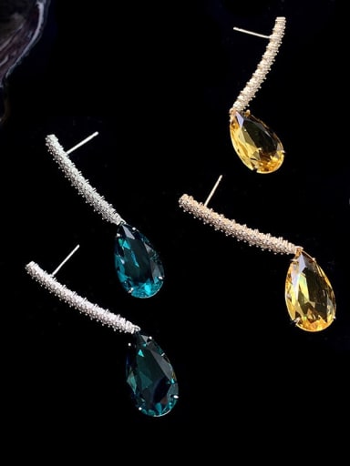 Brass Cubic Zirconia Water Drop Minimalist Drop Earring