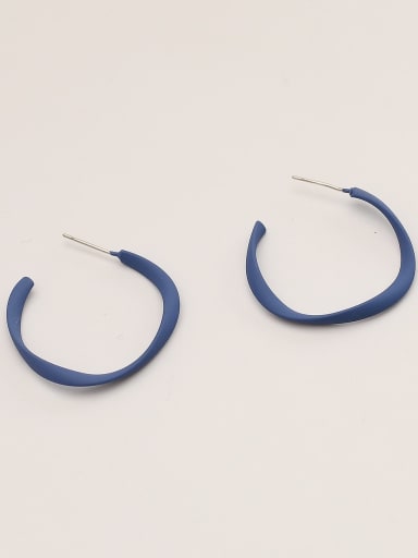 blue Brass Enamel Geometric Minimalist Hoop Trend Korean Fashion Earring