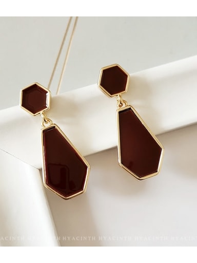 Copper Enamel Geometric Vintage Drop Trend Korean Fashion Earring