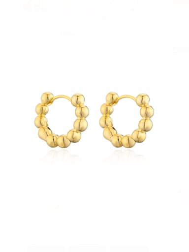 Brass Bead Geometric Minimalist Huggie Earring