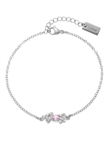 Titanium steel bracelet Brass Cubic Zirconia Pink Geometric Dainty Necklace
