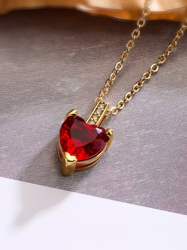 23385 Brass Cubic Zirconia Heart Dainty Necklace