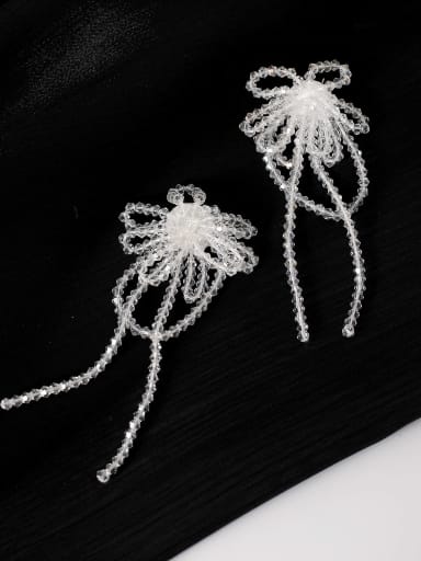 Brass Long Imitation  Crystal Flower Minimalist Drop Trend Korean Fashion Earring
