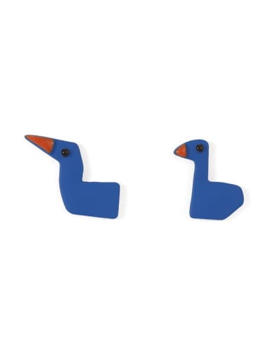 Alloy Enamel  Cute  Blue asymmetric cartoon cute little duck  Stud Earring