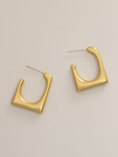 Brass  Smooth Geometric Minimalist Stud Trend Korean Fashion Earring