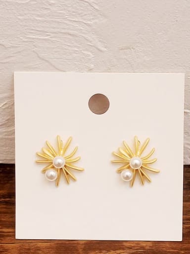 Copper Imitation Pearl Flower Minimalist Stud Trend Korean Fashion Earring