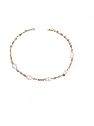 Brass Freshwater Pearl Geometric Vintage Necklace
