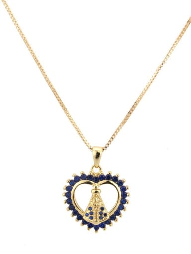 Brass Rhinestone Heart Minimalist Regligious Necklace