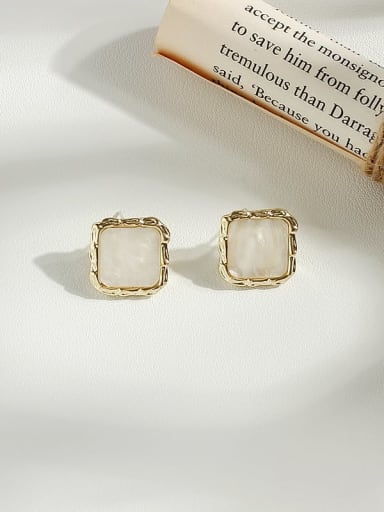 white Copper Acrylic Geometric Minimalist Stud Trend Korean Fashion Earring