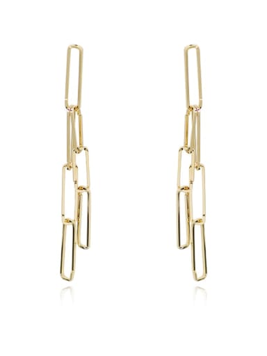 14K gold Copper Hollow Geometric Minimalist Drop Trend Korean Fashion Earring