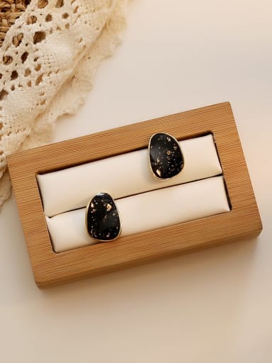 black Copper Enamel Water Drop Minimalist Stud Trend Korean Fashion Earring