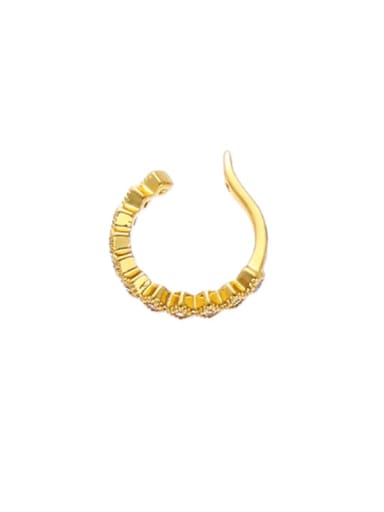 Brass Cubic Zirconia Geometric Minimalist Clip Earring