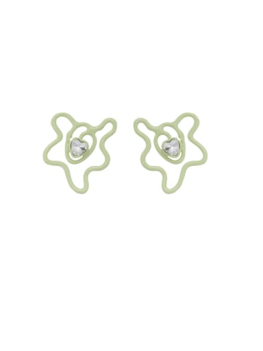 Brass Enamel Hollow  Flower Minimalist Stud Earring