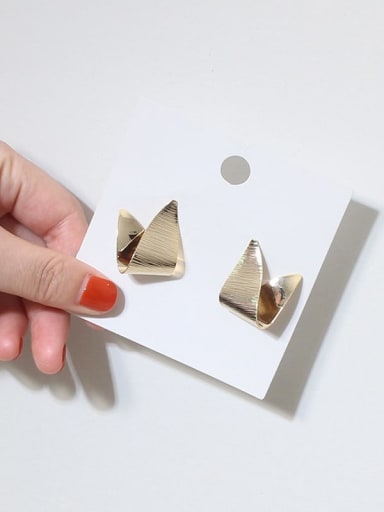 14K  gold Copper  Smooth Geometric Minimalist Stud Trend Korean Fashion Earring