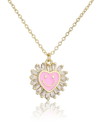 custom Brass Cubic Zirconia  Heart smiley Minimalist Necklace