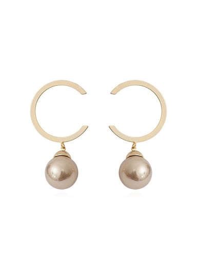 Copper Imitation Pearl Geometric Minimalist Stud Trend Korean Fashion Earring