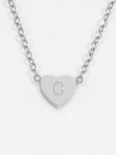 C steel color Stainless steel Letter Minimalist Necklace