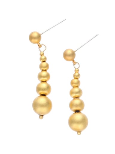 Electroplated sand gold style Brass Bead Geometric Minimalist Drop Earring