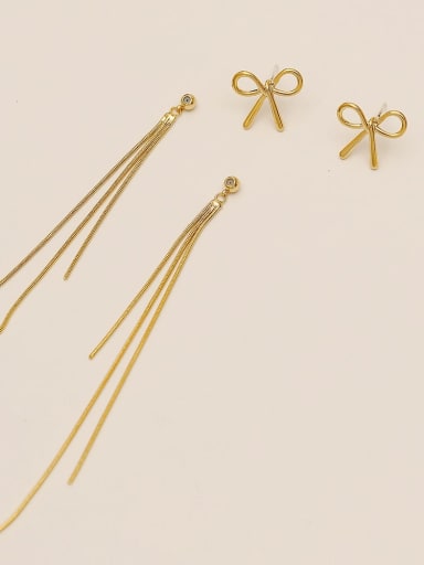 14k Gold Brass Tassel Minimalist butterfly Threader Trend Korean Fashion Earring